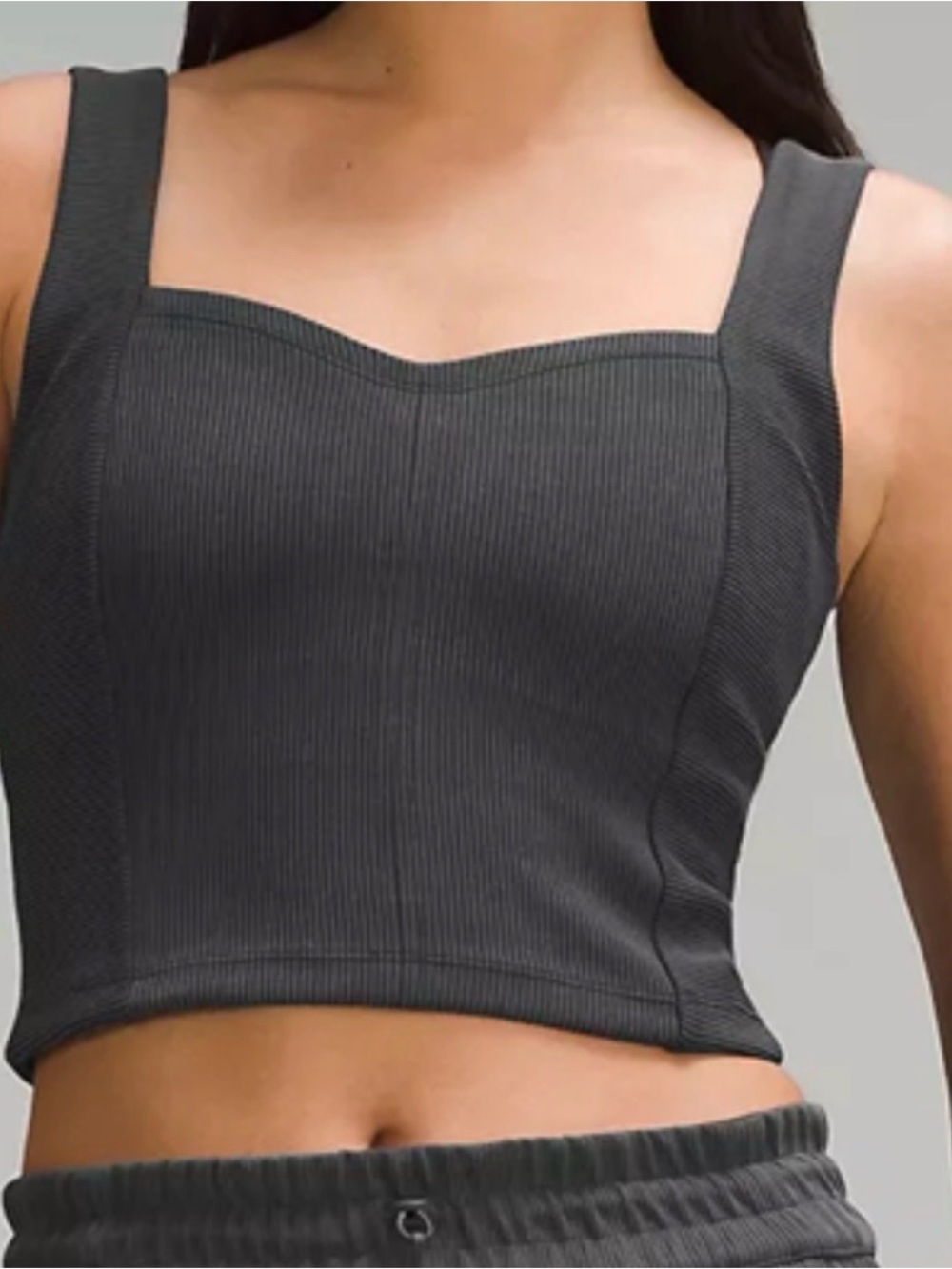 lululemon athletica Charcoal Ribbed Square-Neck Crop Tank